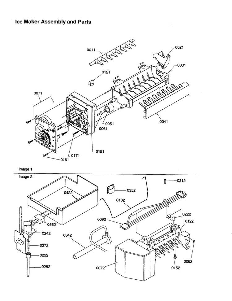 Ice Maker Assembly And Parts Diagram and Parts List for TX21VE-P1301804WE  Amana Refrigerator