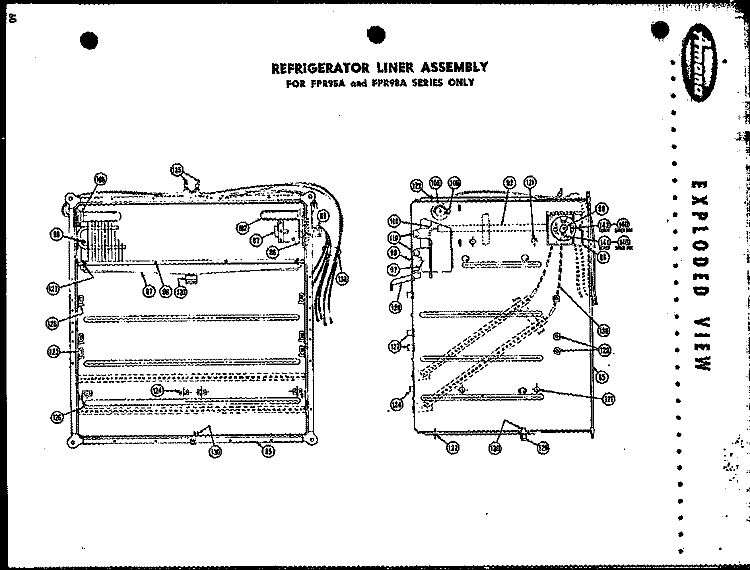 REF LINER ASSY Diagram and Parts List for FPR98A  Amana Refrigerator
