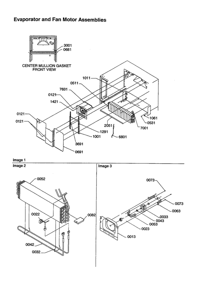 Evaporator And Fan Motor Assemblies Diagram and Parts List for TX21VE-P1301804WE  Amana Refrigerator