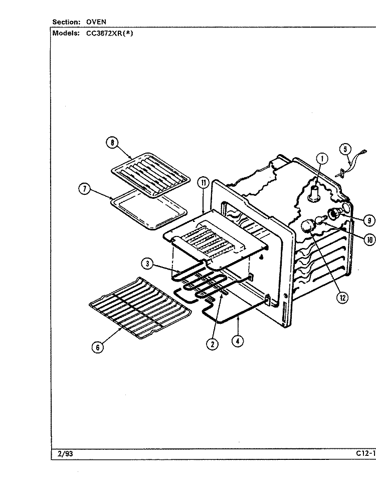OVEN Diagram and Parts List for  Crosley Range
