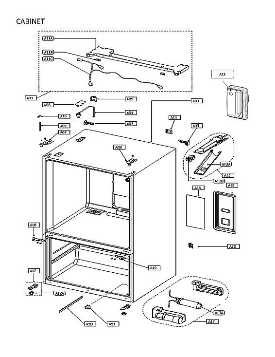 Cabinet Diagram and Parts List for 11175505120  Kenmore Refrigerator