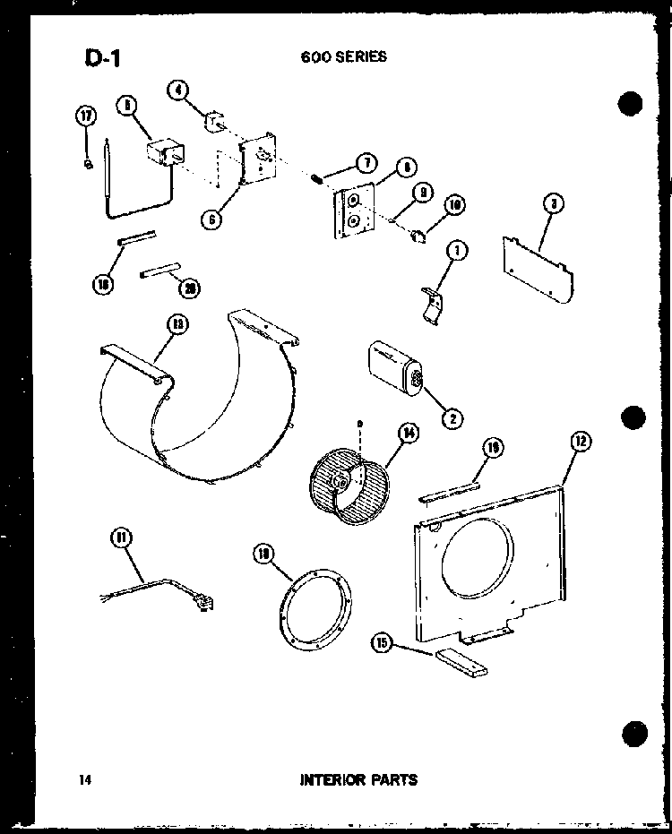 Interior Parts Diagram and Parts List for ES619-3R P54720-98R Amana Air Conditioner