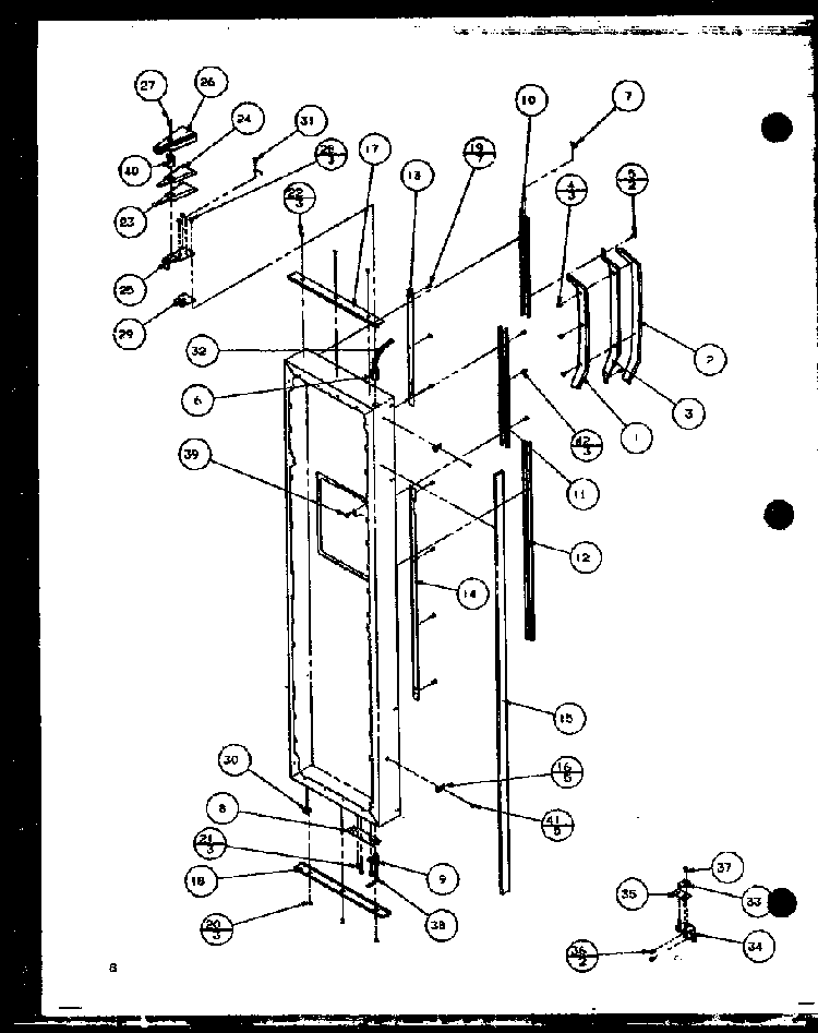 Freezer Door Diagram and Parts List for  Amana Refrigerator