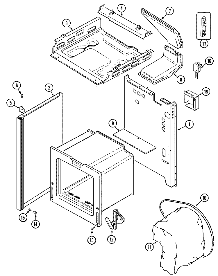 BODY Diagram and Parts List for CRGA250AAL  Admiral Range