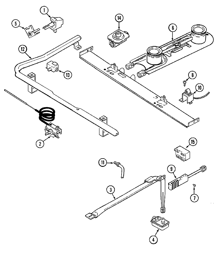 GAS CONTROLS Diagram and Parts List for CRGA250AAL  Admiral Range