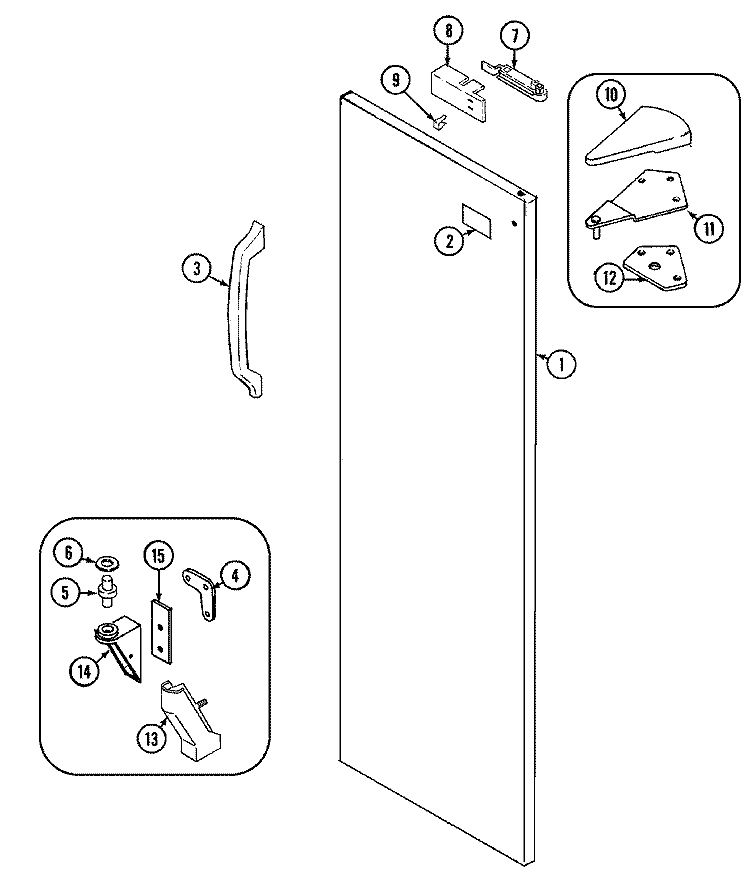 FRESH FOOD OUTER DOOR Diagram and Parts List for RC223AV  Amana Refrigerator