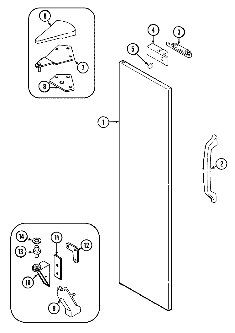 FREEZER OUTER DOOR Diagram and Parts List for RC223AV  Amana Refrigerator