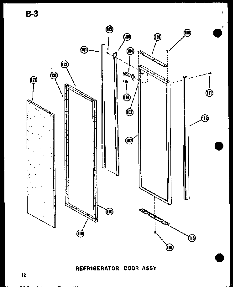 Refrigerator Door Assy Diagram and Parts List for SDI22W-P60350-32W  Amana Refrigerator