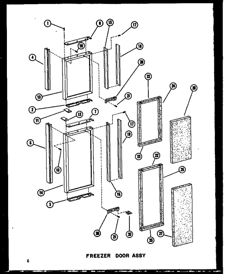 Freezer Door Assy Diagram and Parts List for SDI22W-C-P60340-74WC  Amana Refrigerator