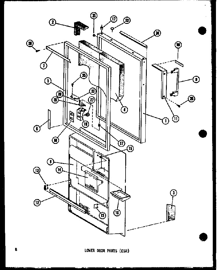 Lower Door Parts Diagram and Parts List for ESR12C-P73953-7W  Amana Refrigerator