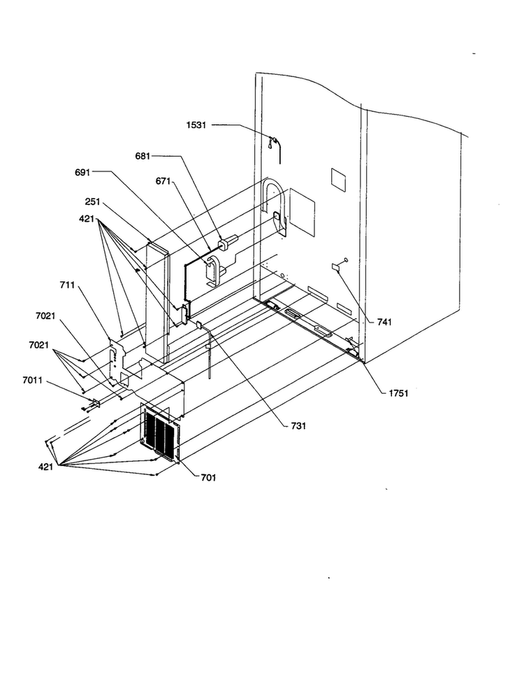 Cabinet Back Diagram and Parts List for BG21VW-P1325013WW  Amana Refrigerator