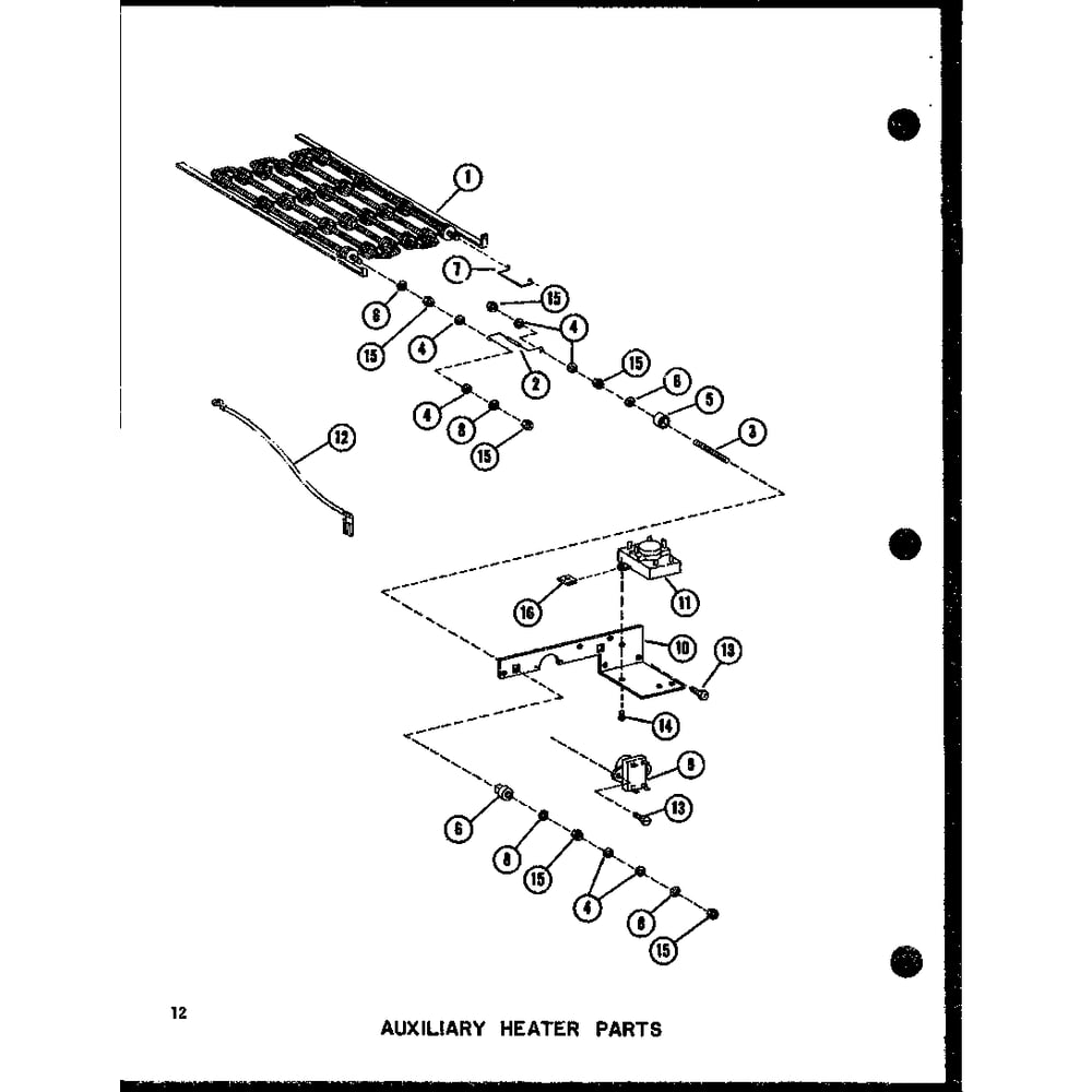 Auxiliary Heater Parts Diagram and Parts List for VBCH-30X-1W P55572-3C Amana Air Conditioner