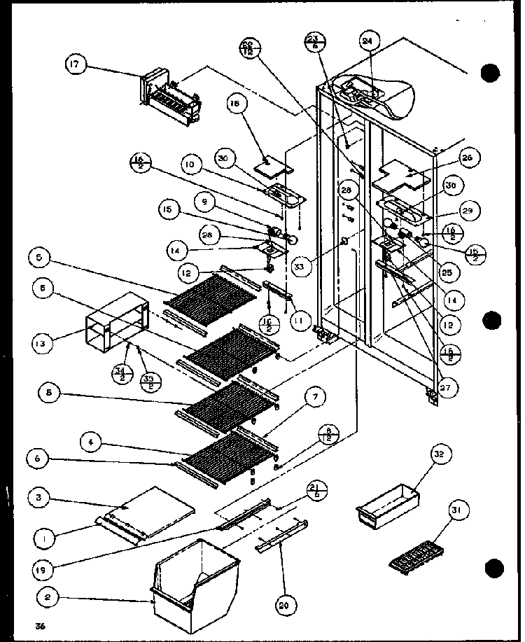Section 7 Diagram and Parts List for SL22JB-P1116005W  Amana Refrigerator