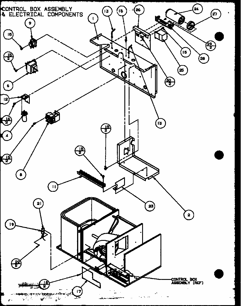 Control Box Assembly & Electrical Components Diagram and Parts List for D9836801  Amana Air Conditioner