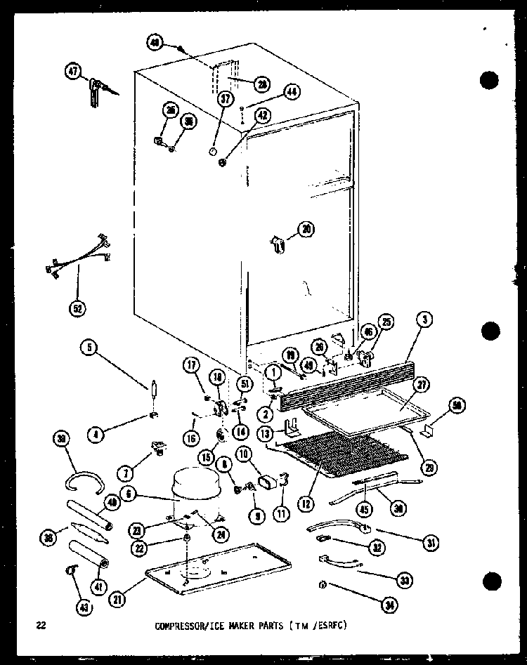 Compressor/ice Maker Parts Diagram and Parts List for ESR14D-P73953-16W  Amana Refrigerator