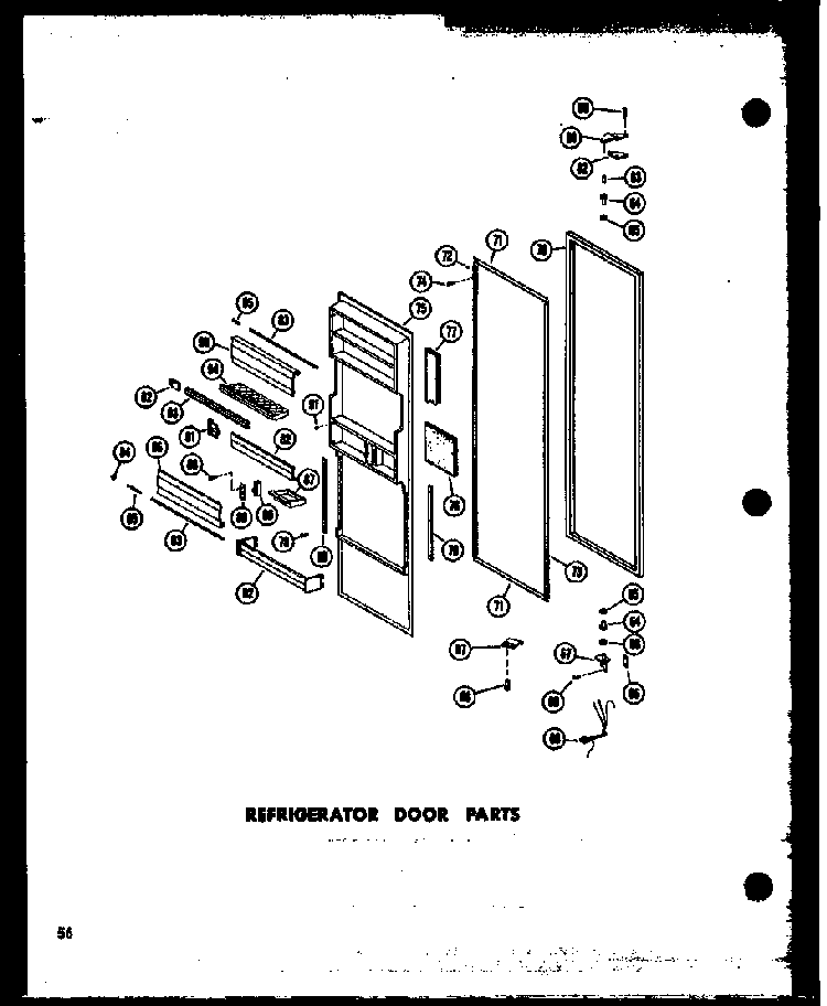 Refrigerator Door Parts Diagram and Parts List for SD19W-P60340-70W  Amana Refrigerator