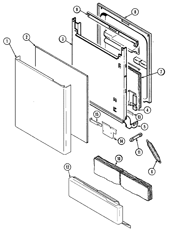 DOOR Diagram and Parts List for  Maytag Dishwasher