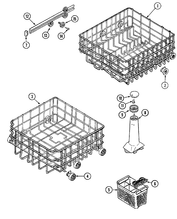 TRACK & RACK ASSEMBLY Diagram and Parts List for  Maytag Dishwasher