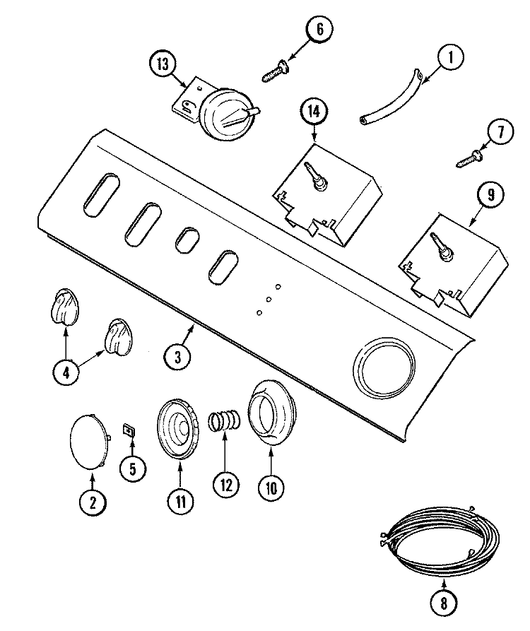 CONTROL PANEL (9416) Diagram and Parts List for  Maytag Washer