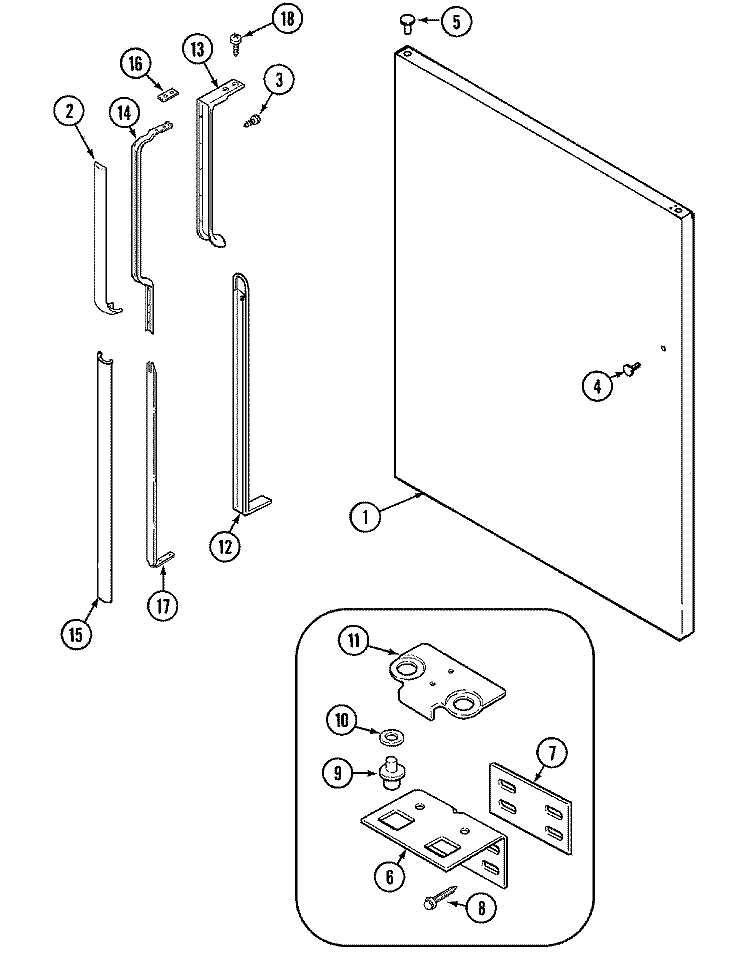 FRESH FOOD OUTER DOOR Diagram and Parts List for  Maytag Refrigerator