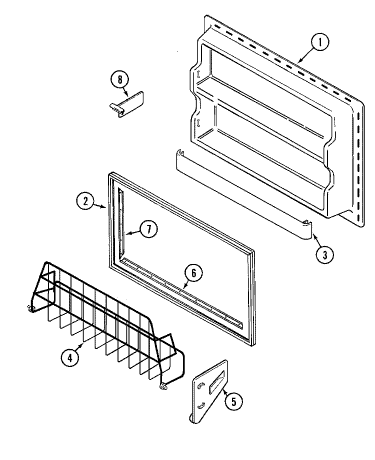 FREEZER INNER DOOR Diagram and Parts List for  Maytag Refrigerator