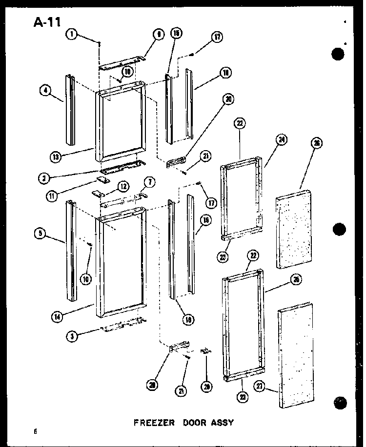 Freezer Door Assy Diagram and Parts List for SDI22W-P60350-32W  Amana Refrigerator