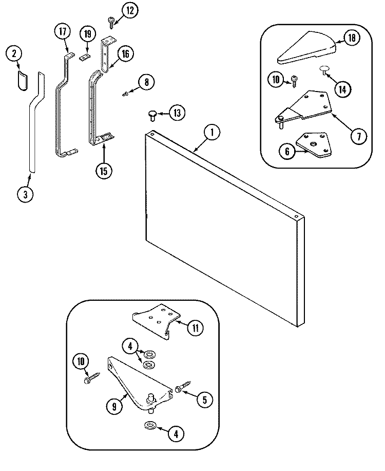 FREEZER OUTER DOOR Diagram and Parts List for  Maytag Refrigerator