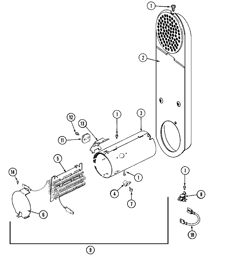 HEATER Diagram and Parts List for  Maytag Dryer