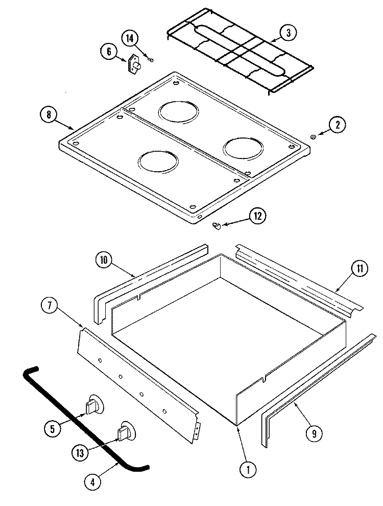 TOP & BURNER BOX Diagram and Parts List for CLZ8502ADL  Magic Chef Cooktop