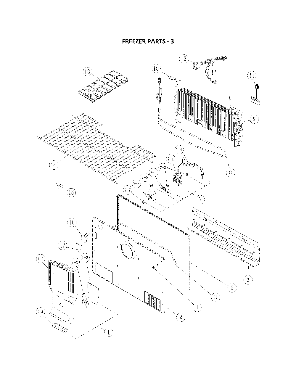 Freezer Parts Diagram and Parts List for 11160515912  Kenmore Refrigerator