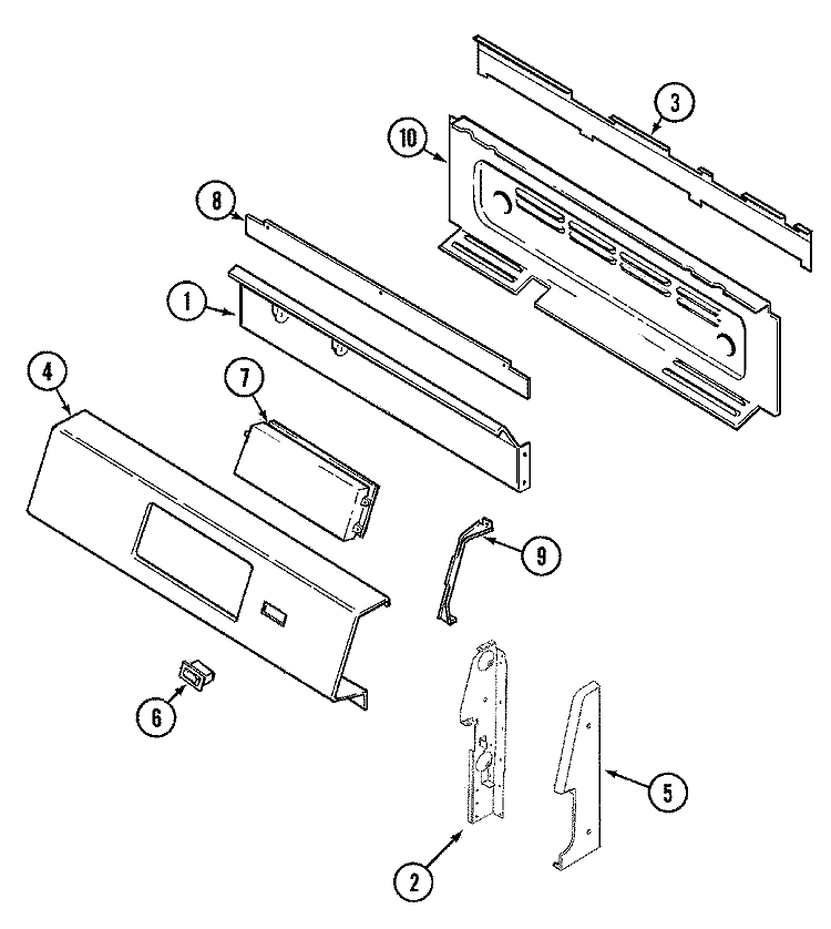 CONTROL PANEL (ADA, ADH, ADL, ADQ, ADW) Diagram and Parts List for  Maytag Range