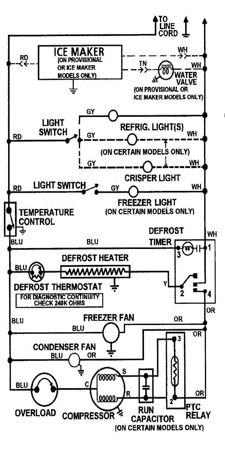 WIRING INFORMATION Diagram and Parts List for  Crosley Refrigerator