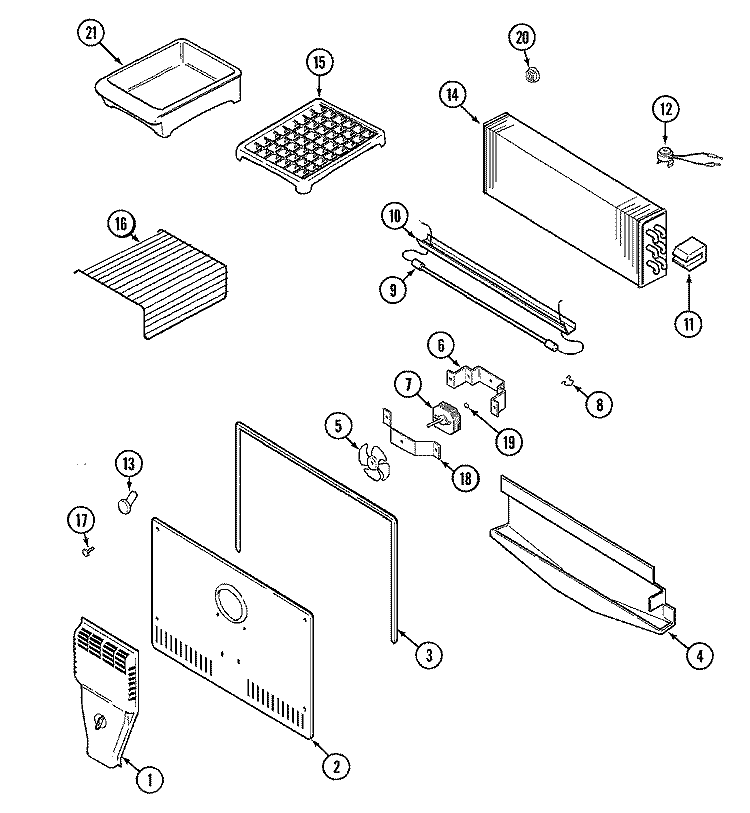 FREEZER COMPARTMENT Diagram and Parts List for GT2122NDEW  Amana Refrigerator