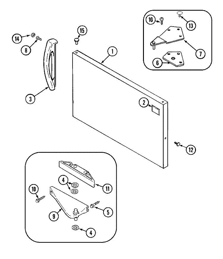 FREEZER OUTER DOOR Diagram and Parts List for  Magic Chef Refrigerator