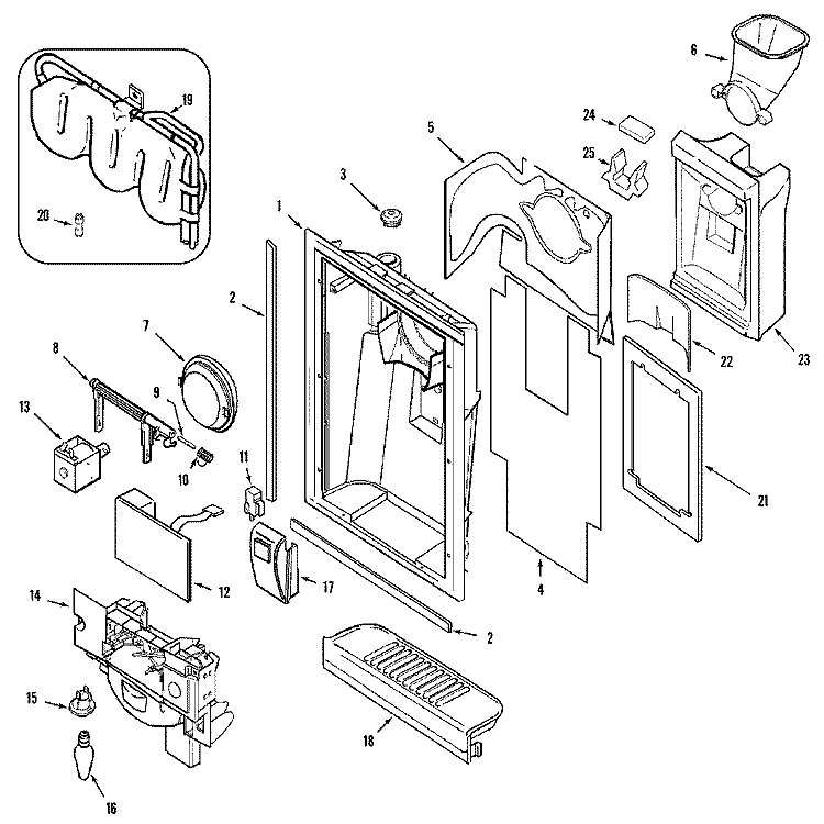 FOUNTAIN (JCD2389DTB / W) Diagram and Parts List for  Jenn-Air Refrigerator