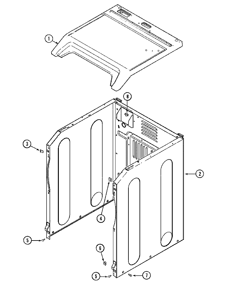 CABINET - FRONT Diagram and Parts List for  Maytag Dryer