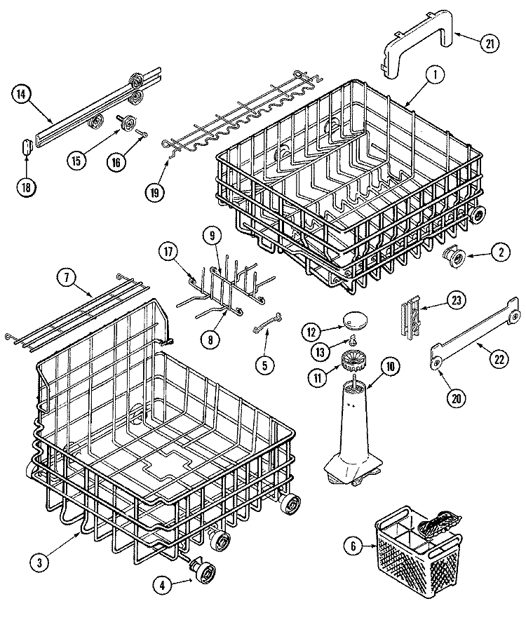 TRACK & RACK ASSEMBLY Diagram and Parts List for  Maytag Dishwasher