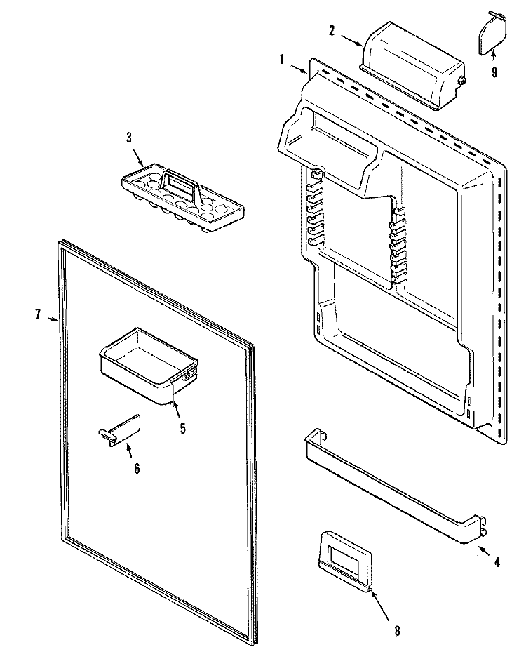 FRESH FOOD INNER DOOR Diagram and Parts List for MTF1956GEW  Maytag Refrigerator