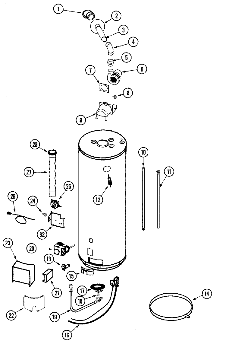 BODY Diagram and Parts List for  Maytag Water Heater