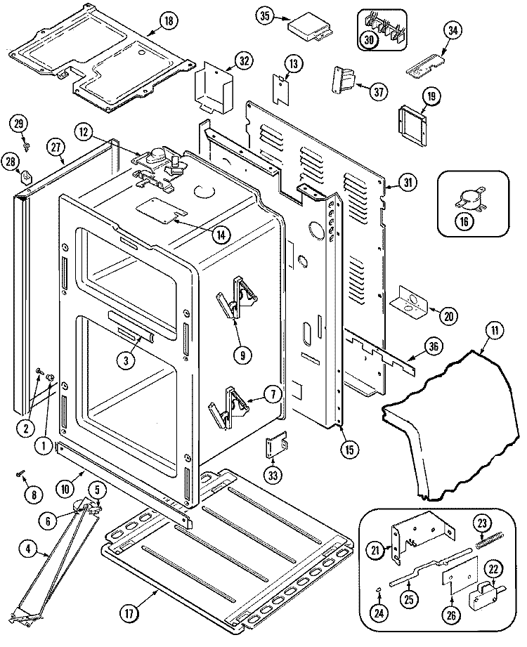 BODY Diagram and Parts List for  Maytag Range