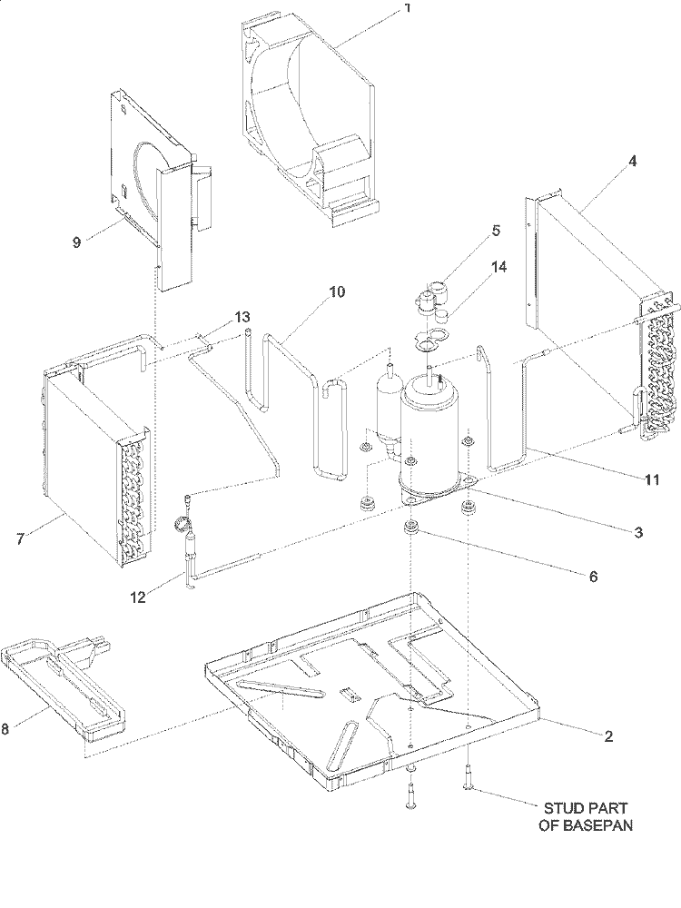 CHASSIS ASSEMBLY Diagram and Parts List for AAC121STA PAAC121STA0 Amana Air Conditioner