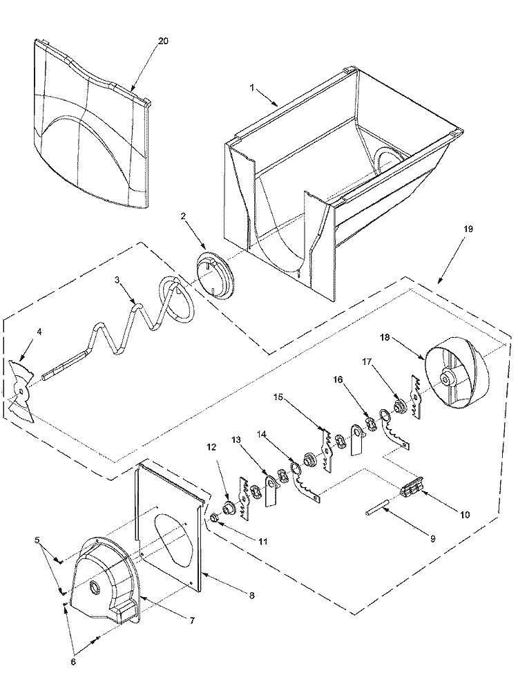 ICE BUCKET ASSY Diagram and Parts List for PARS9266BS0 Amana Refrigerator