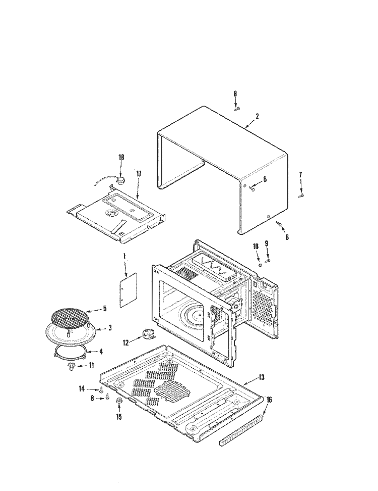 BASE / CAVITY Diagram and Parts List for  Jenn-Air Microwave