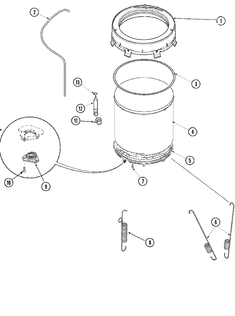 OUTER TUB (SERIES 11) Diagram and Parts List for  Amana Washer