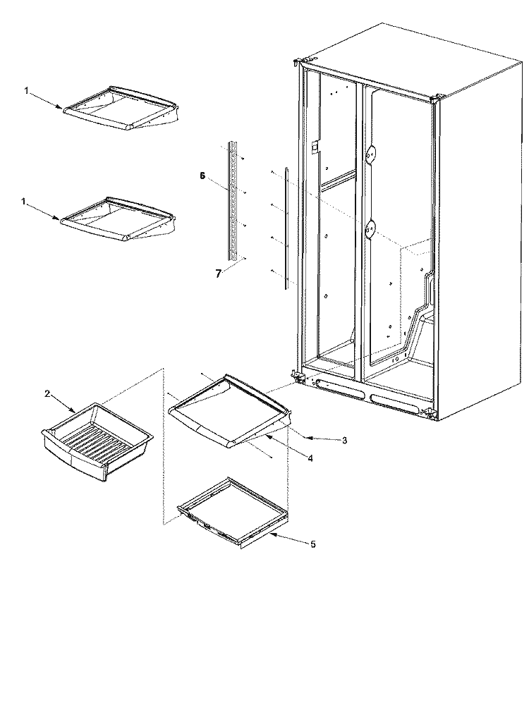 DELI AND REF SHELF Diagram and Parts List for PARS2661BS0 Amana Refrigerator