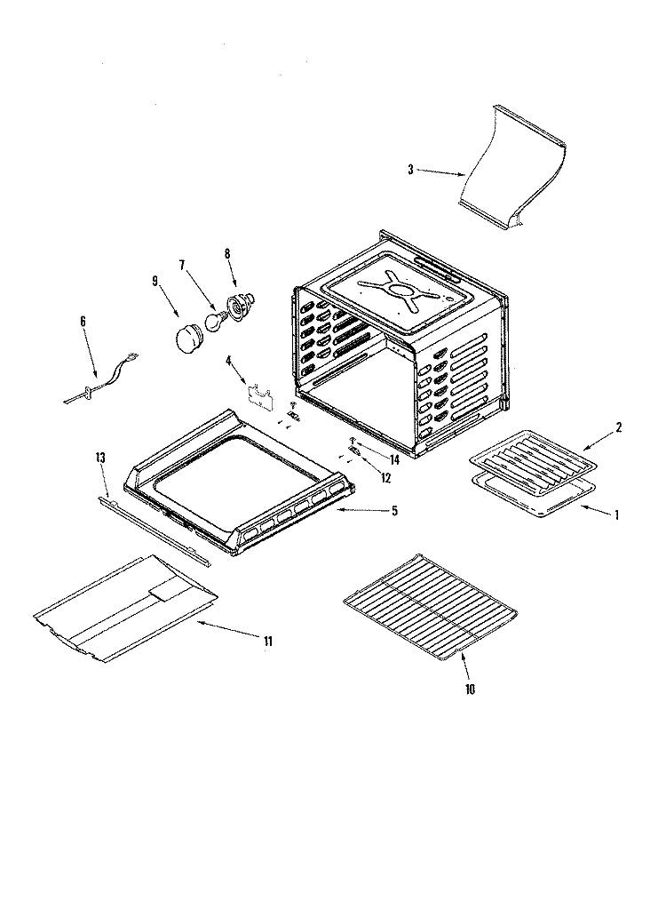 CAVITY Diagram and Parts List for  Amana Range
