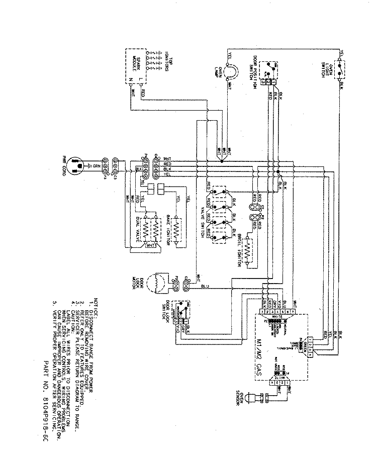 WIRING INFORMATION Diagram and Parts List for  Amana Range