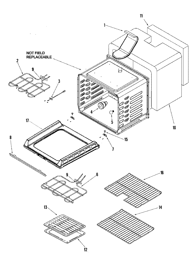 CAVITY Diagram and Parts List for  Amana Range
