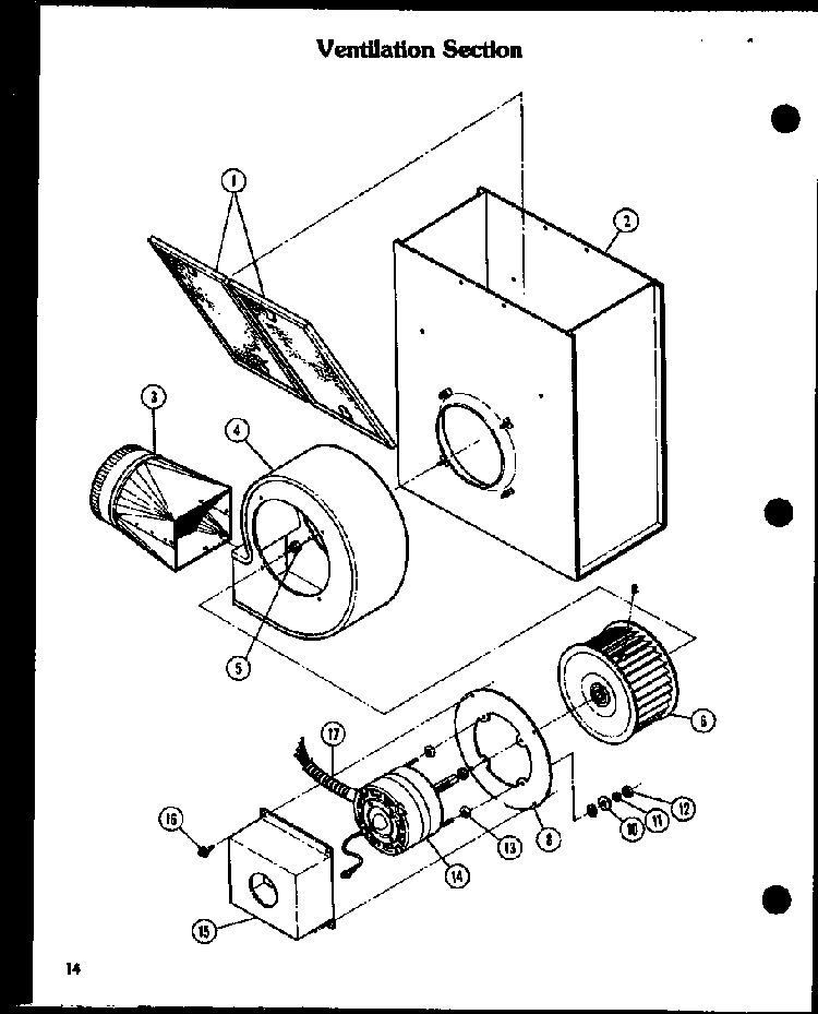 Ventilation Section Diagram and Parts List for AKM-1-P85558-1S  Amana Range