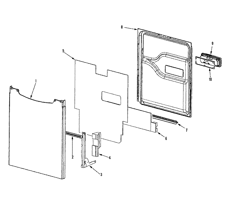 DOOR Diagram and Parts List for  Jenn-Air Dishwasher